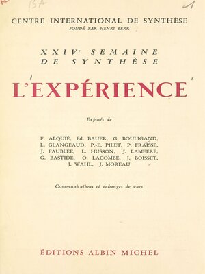 cover image of L'expérience
